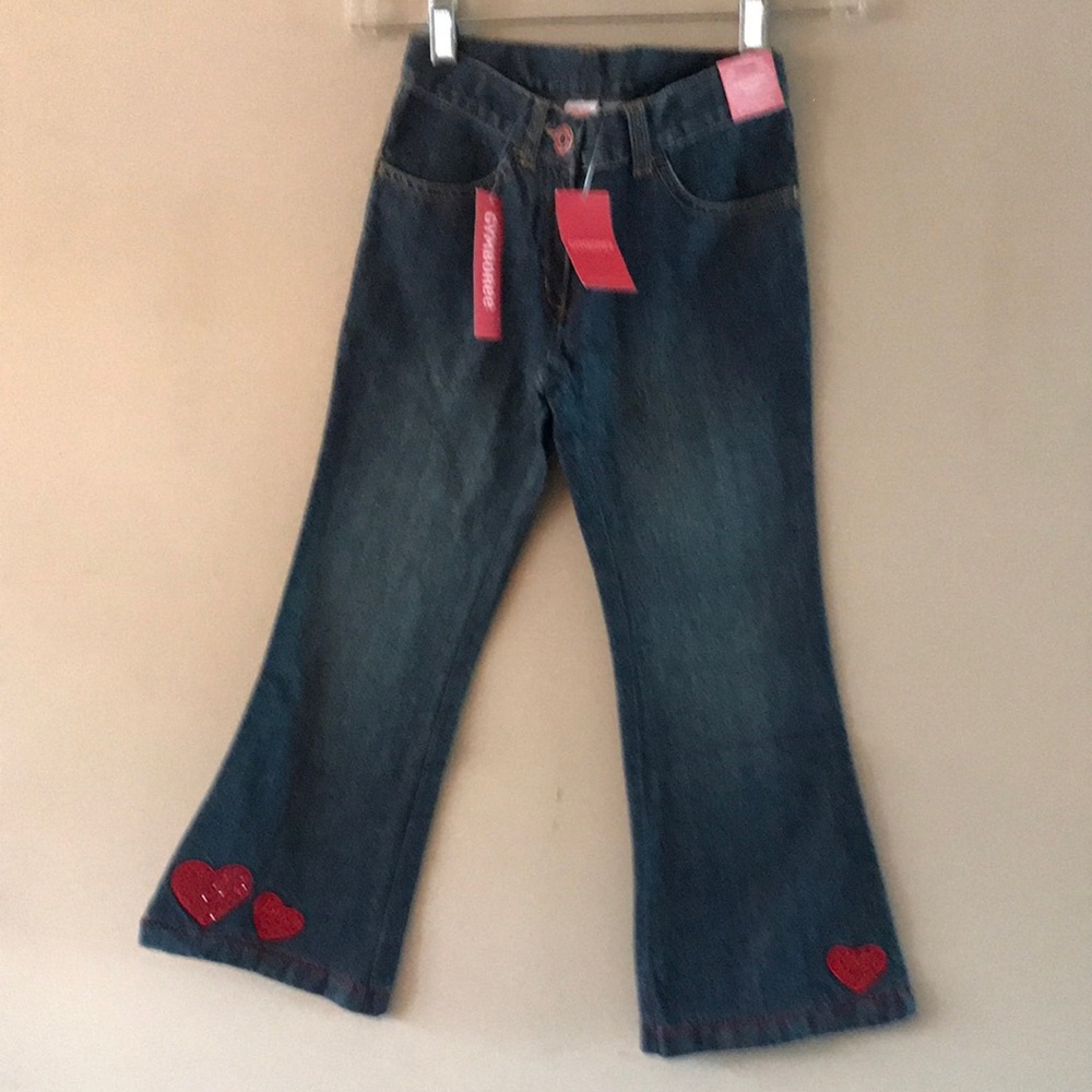 Gymboree Jeans with Sequin hearts Size 6 NWT